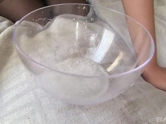 Asian coed Cindy Starfall gets her throat reamed by a big white cock