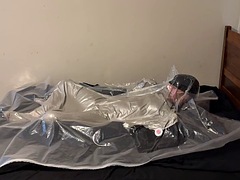 November 2, 2023 - Vacuum packed in my PVC mask, face shield, latex trench coat, latex tuxedo and PVC aprons