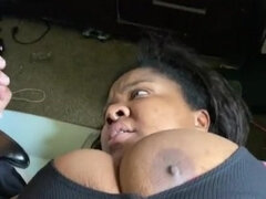 Amatør, Stor svart kvinne, Store pupper, Mørk, Feit, Hd, Onani, Fitte