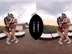 VR 4K Lesbian compilation scissoring squirting and more on virtual reality