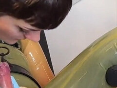 아마추어, 본디지 훈육 사디즘 마소치슴, 여자 지배, 라텍스, 정부, 짧은 머리, 쓰리섬