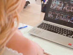 Watch Natasha Teen and Kai Taylor get punished by their boss for watching porn at the office