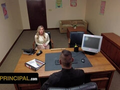 Busty Blonde Stepmom Kristi Kream Swallows Huge Cumshot After Rough Fuck In The Principal's Office - Rough sex in office