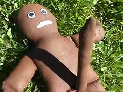 Skinny Blonde Britni - Interracial gangbang attack outdoors with anal and deepthroat