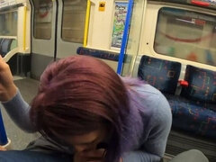 Risky Blowjob In London Train. Caught by Stranger Cum on Face 4K ELLA BOLT