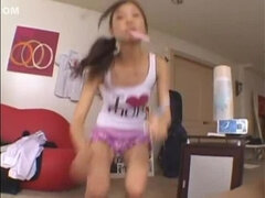 Mellow Japanese sexretary pleased to have some facial sperm shot