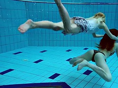 Two hot lesbians in the pool