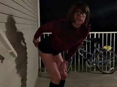 Public Exhibitionist Ass to Mouth Deepthroat with Dildo Sissy