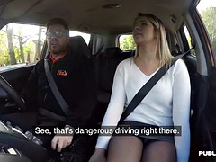 Stor kuk, Bil, Europeisk, Underkläder, Pov, Offentlig, Verklighet, Rider