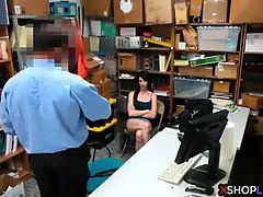 Slender teen suspected and fucked by a security guard