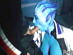 Blue alien has to make the stud with her mind-blowing figure