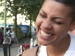 Amateur Ebony Girl Masturbates On Her Deck - solo masturbation