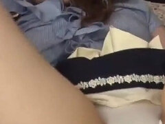 18 éves, Női, Maszti, Filigrán alkatú, Egyedül, Harisnya, Tini, Uniformis