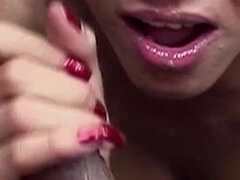 Ebony Ladyboy Fucks Blonde Big Tit Tranny and Gives Cumshot