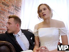 Watch this gorgeous Euro bride in bridal dress suck stranger's hard cock and get pounded in HD