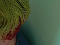 Blindfolded blowjob with cum clean up from her hand