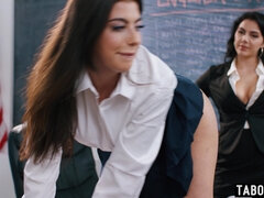 Lesbian teacher punishing a teenage student