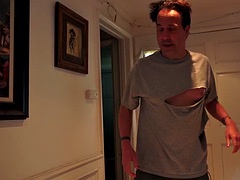 Spraying cum on chubby Crystal Blue after good anal