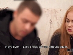 Paar, Hundestellung, Selbstgemacht, Geld, Realität, Rotschopf, Rau, Russisch