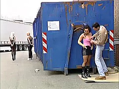 Chica, Tetas grandes, Negro, Ébano, Sexo duro, Lencería, Al aire libre, Público