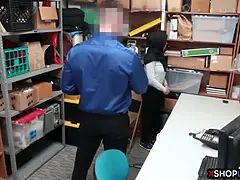 Busty shoplifter teen fucks a security guy for freedom