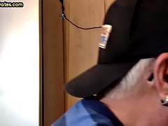 Gloryhole dilf without condom at home after blowjob close up