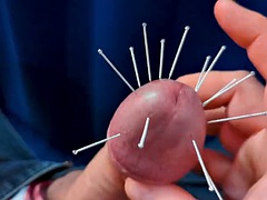 Ruined orgasm with cock impaling - extreme CBT, acupuncture needles through the head, edging and cock seduction
