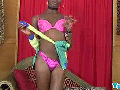 provocative nubian she-male luvs jerking off