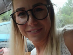 Madison Mcqueen takes cum on her glasses after a good fuck