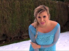 COSPLAY BABES Busty Queen Elsa cums in the snow