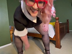 Suck in the scent of her pantyhose gusset, lick the stench from her thick thighs V204