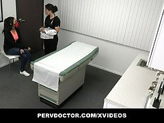 Innocent Asian teen Madi Laine gets her medical checkup in the office