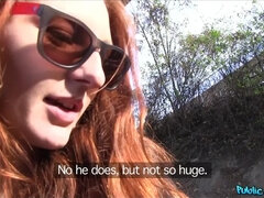 Horny redhead fucked hard outdoors