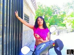 Biker babe Boricualovenyc rocks public cosplay in her solo adventure