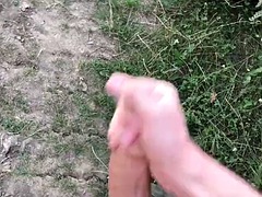 Jerking off in POV on a HOT BIG COCK outdoors