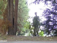 Invisible nakedness in the city. Body Art with public nude by Jeny Smith