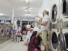 Posh And Shameless Latina Gives Head In Public Laundromat