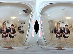 Jenna J Ross and Kenna James get naughty with the caterer in virtual reality POV