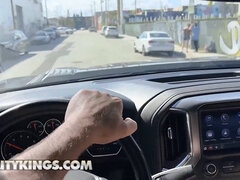 Bombshell (Abigaiil Morris) Takes (JMac) In A Quiet Neighborhood Ride His Cock In Public