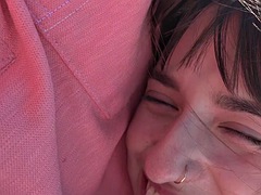 Hanging out with Lana Smalls on the beach, touching her body and doing an amazing blowjob in the car