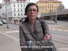 Brunette brune, Tchèque, Européenne, Lunettes, De plein air, Pov, Réalité, Secrétaire