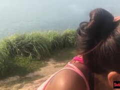 Hot Asian GF sucks boyfriend's cock in public - Amateur POV blowjob