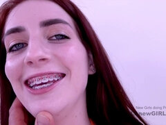 Eighteen Years Old Red Head with Braces gives Blowjobs at audition