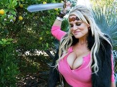 Store pupper, Blond, Kukk suging, Moden, Utendørs, Skjørt, Puppejobb