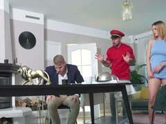 Stunning blonde Katarina Rina got her wet pussy stuffed on the table