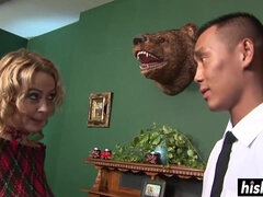 irresistible blond hair lady gets an asian boner