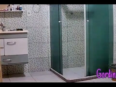 A Camera Catches Naughty Stepmother with Big Breasts and Bikini Marks Cleaning the House