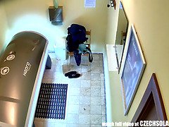 Braunhaarige, Tschechisch, Muschi, Realität, Rasiert, Solarium, Solo, Spanner