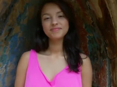 큰 가슴, 흑갈색 머리, 여자, Hd, 라티나, 야외의, 혼자