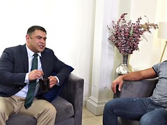 Mesmerized Black hunk fucks IR bottom after chatting